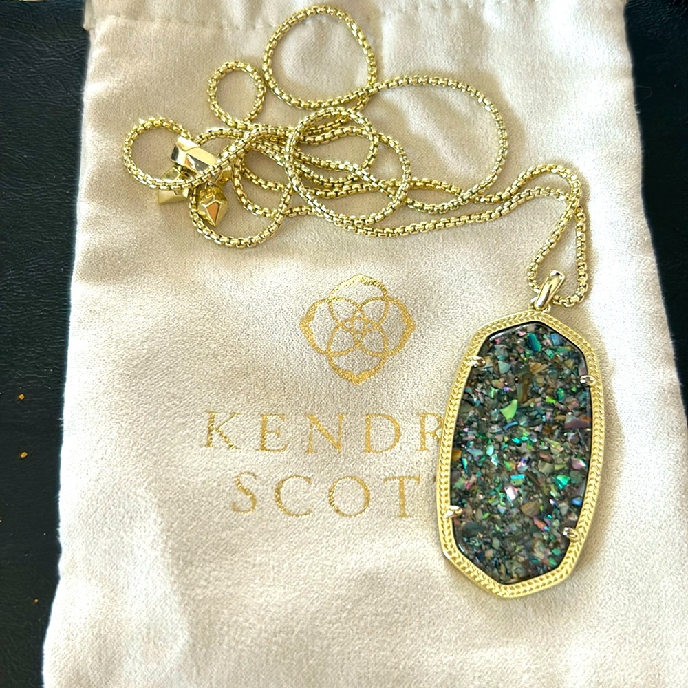 NWOT Kendra Scott Reid necklace gold with crushed abalone